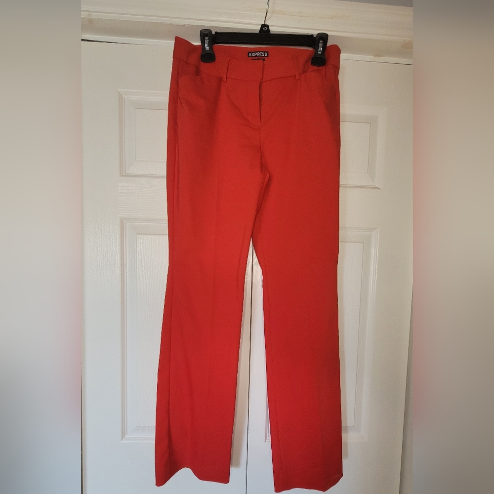 Express Editor Women's Red Straight Leg Pants